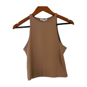 Zara Beige Fitted Crop Top. Size Medium